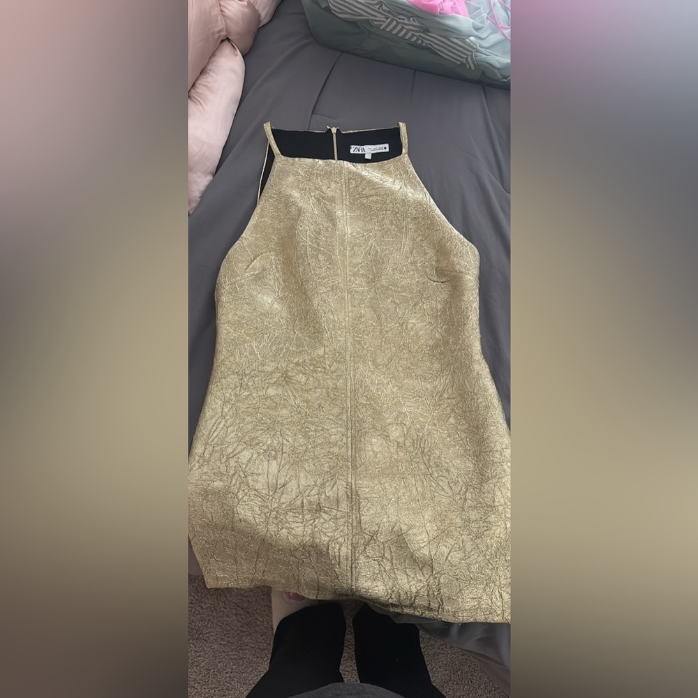 Textured Gold Sleeveless Dress